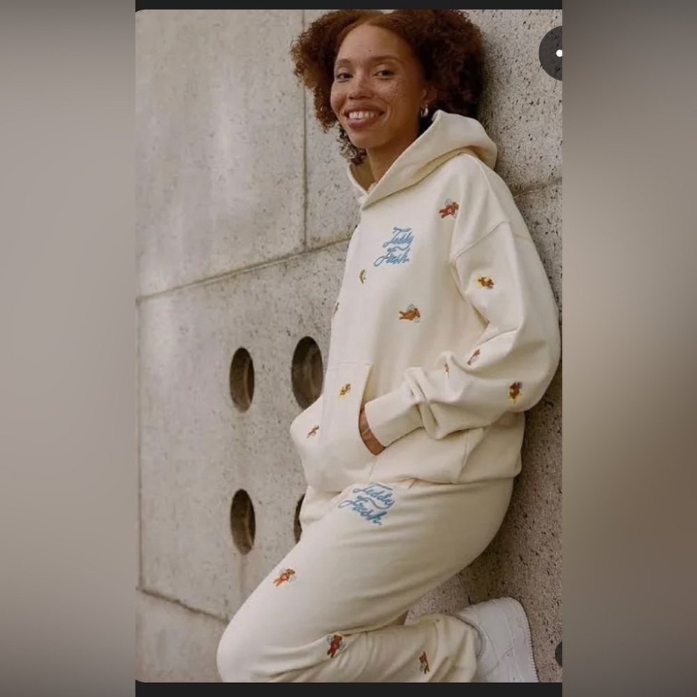 Teddy Fresh Angel Bear Hoodie Women’s Cream , size Small - Picture 10 of 11